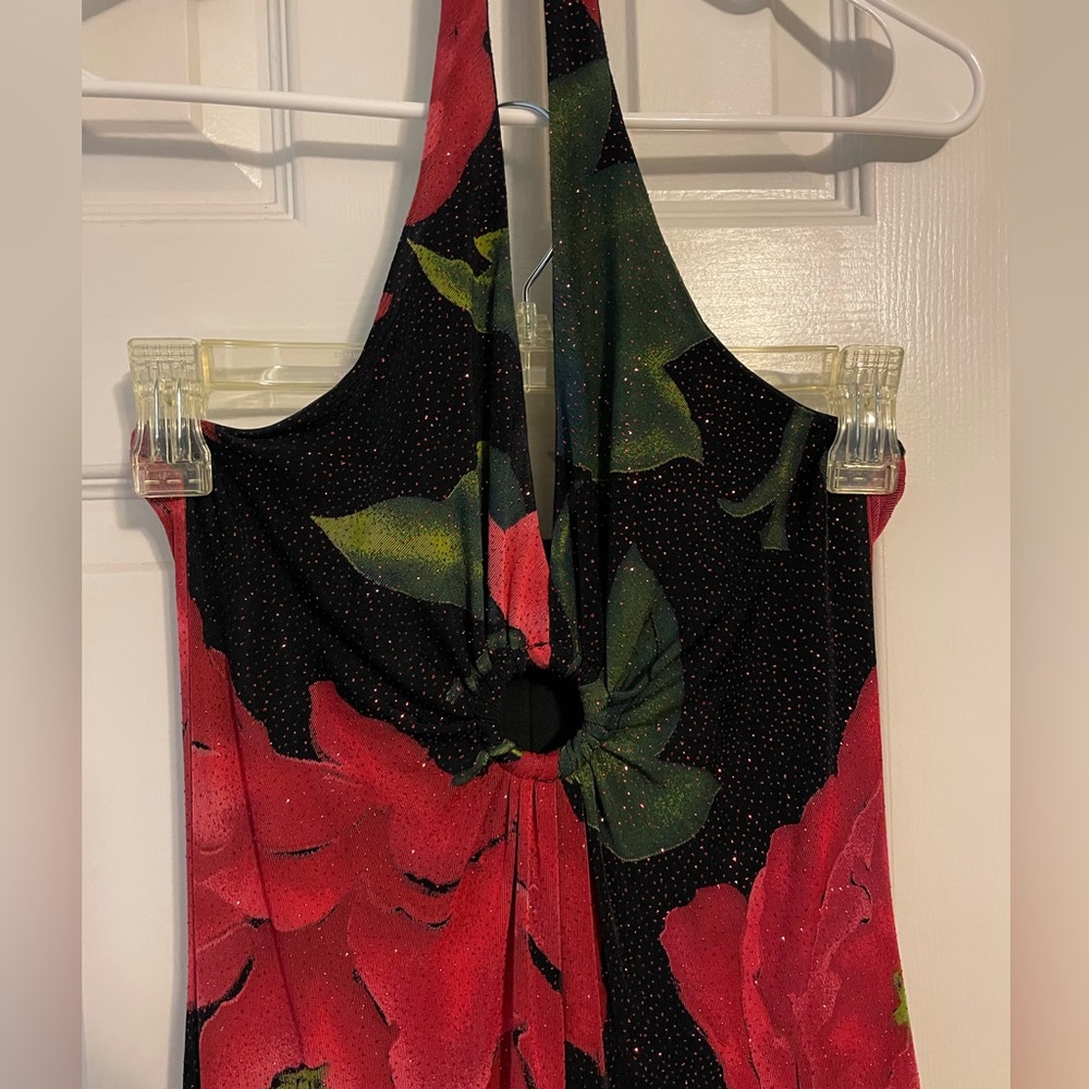 Alexia Admor beautiful XS fitted dress for special event black & red floral